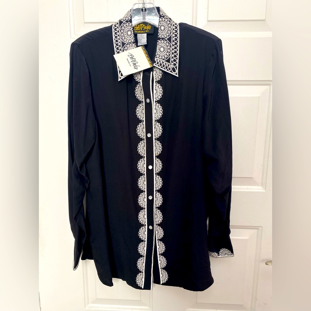 Beautiful Bob Mackey Vintage Tunic Style Long Embroidered Blouse NWT